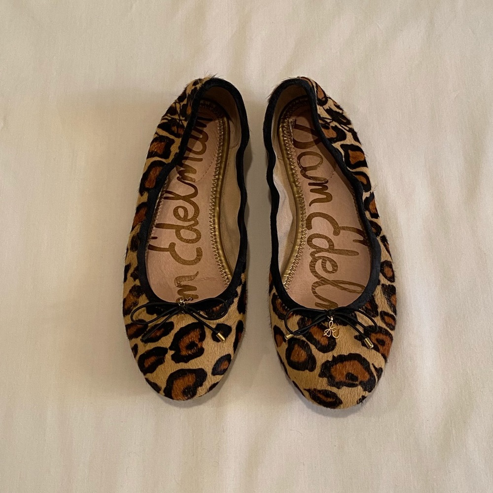 Sam Edelman Felicia Cheetah Ballet Flats with Bow-Calf Hair
